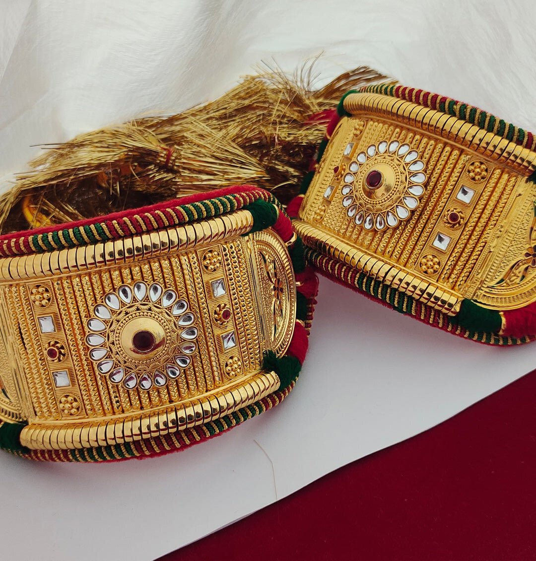 Traditional High Quality Rajputi Kundan Bajuband Set With Loom