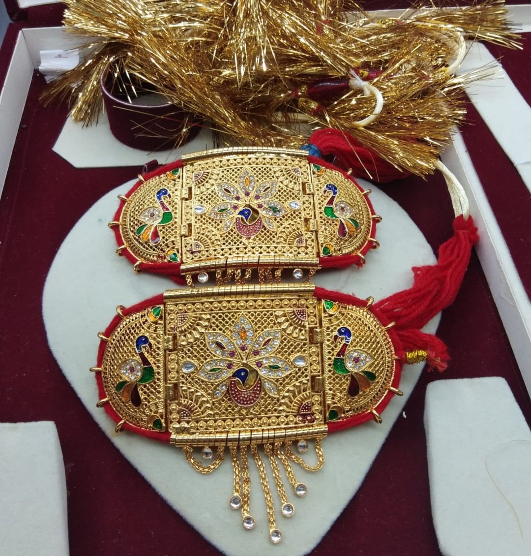 Antique Traditional Golden Bajuband With Loom