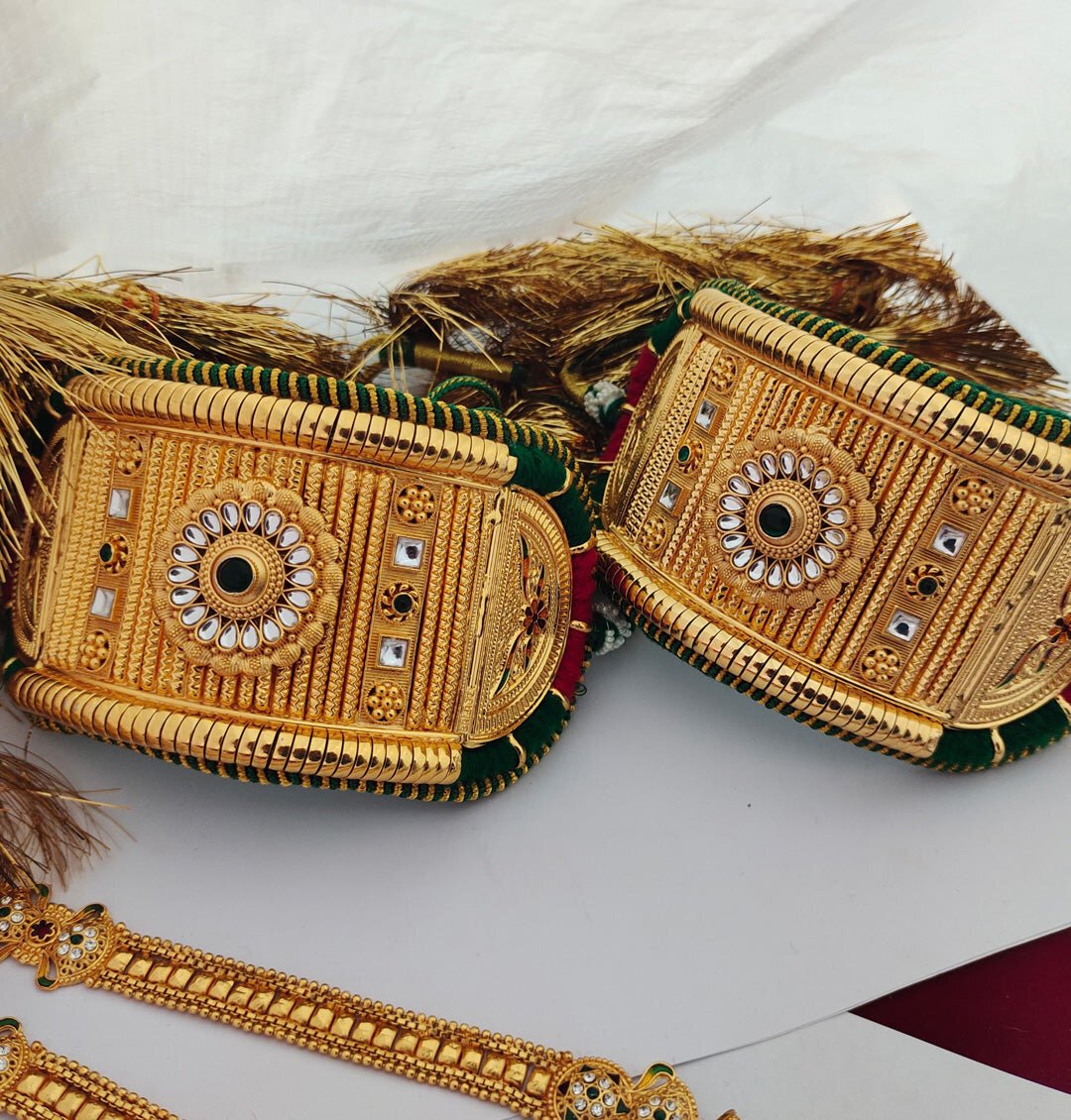 Traditional High Quality Rajputi Kundan Bajuband Set With Loom