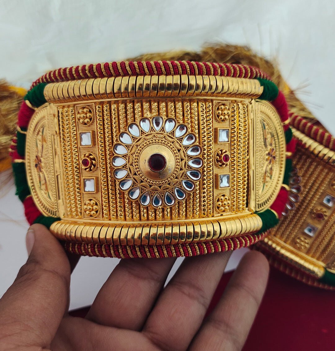 Traditional High Quality Rajputi Kundan Bajuband Set With Loom