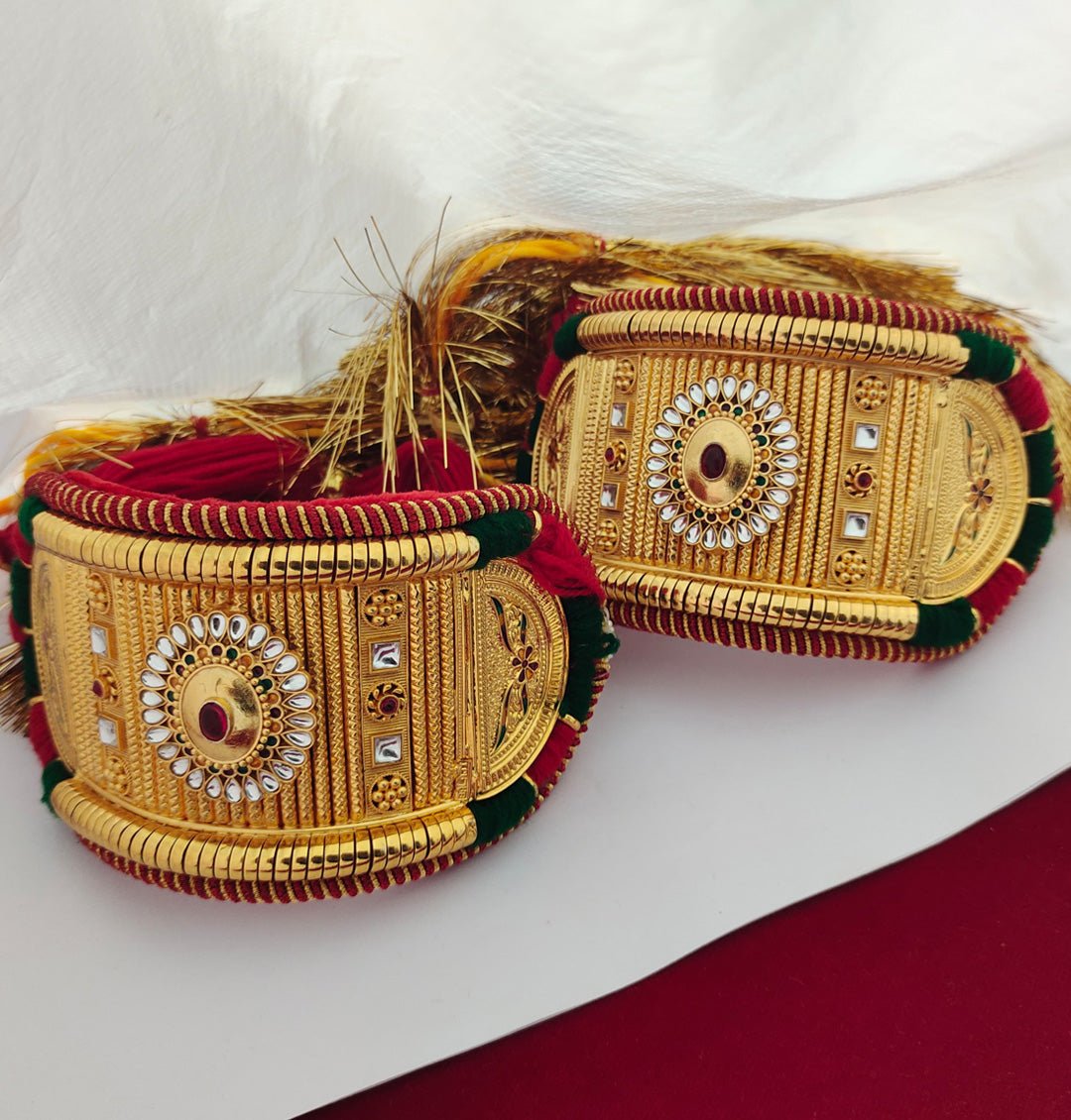 Traditional High Quality Rajputi Kundan Bajuband Set With Loom