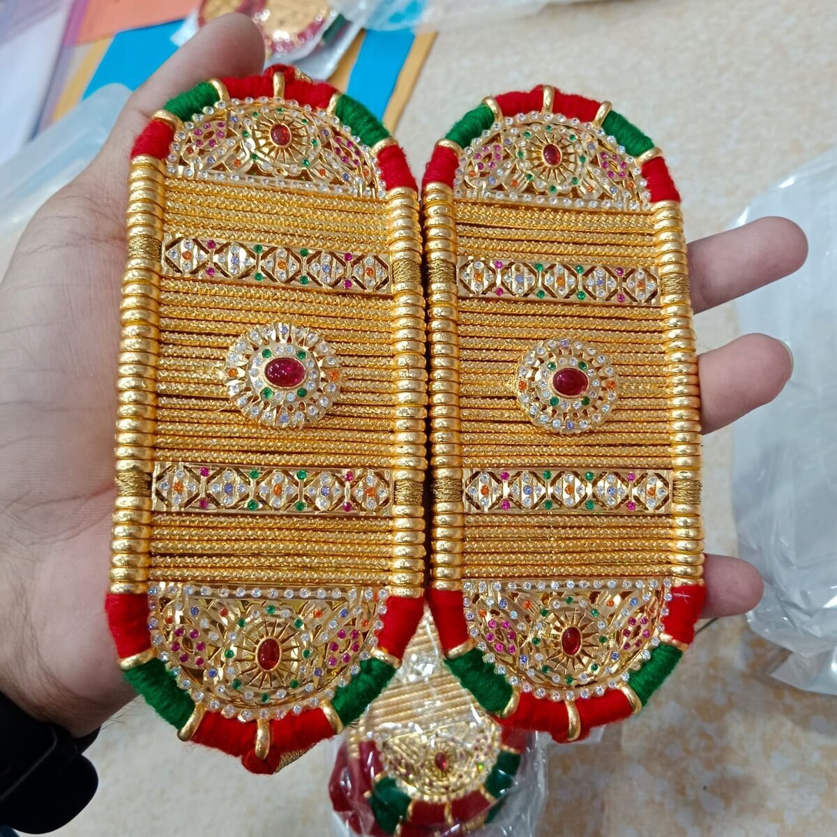 Gold AD Stone Brass High Quility Traditional Bajuband
