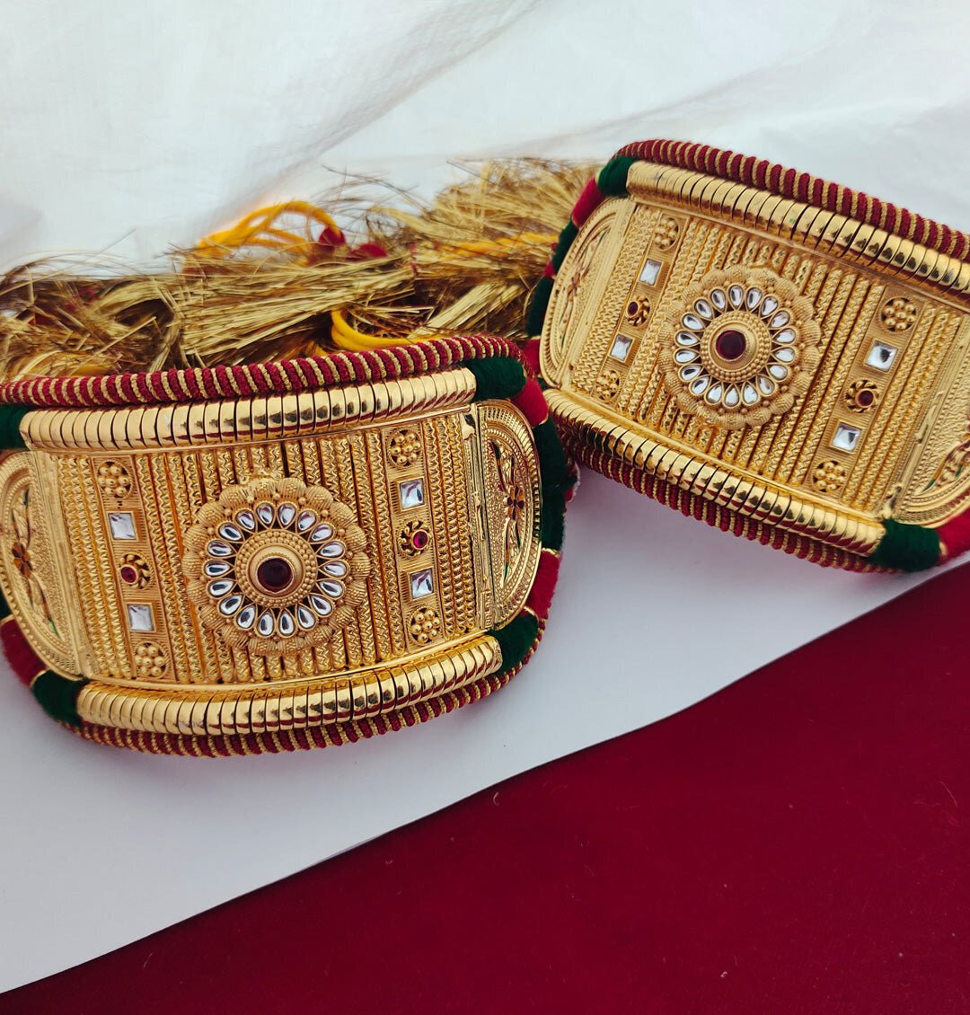 Traditional High Quality Rajputi Kundan Bajuband Set With Loom
