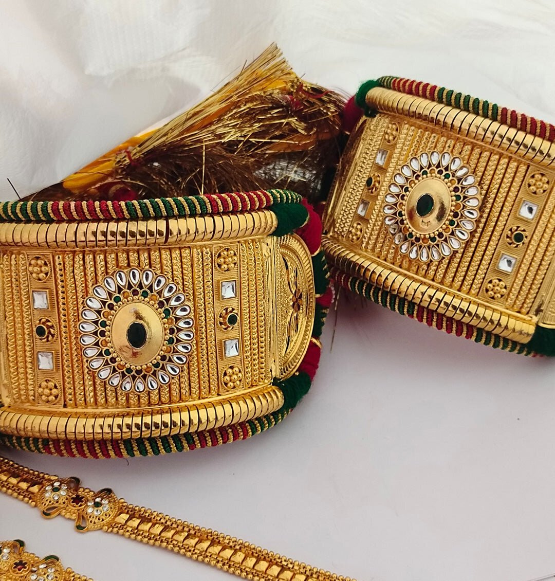 Traditional High Quality Rajputi Kundan Bajuband Set With Loom