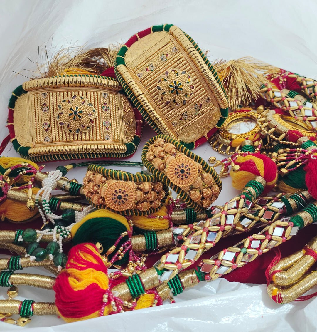Traditional High Quality Rajputi Bajuband and Pochi Combo Set With Loom