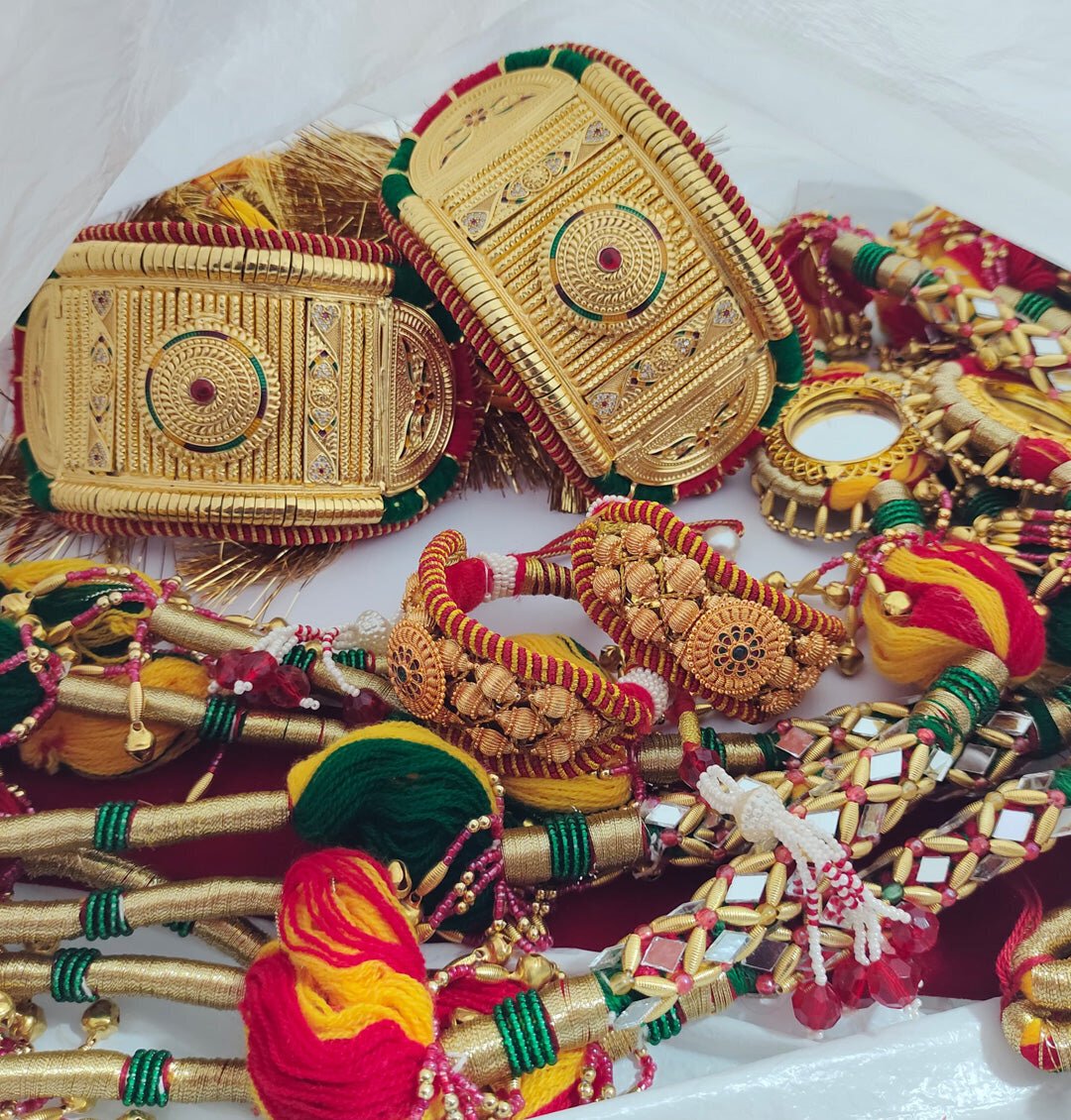 Traditional High Quality Rajputi Bajuband and Pochi Combo Set With Loom