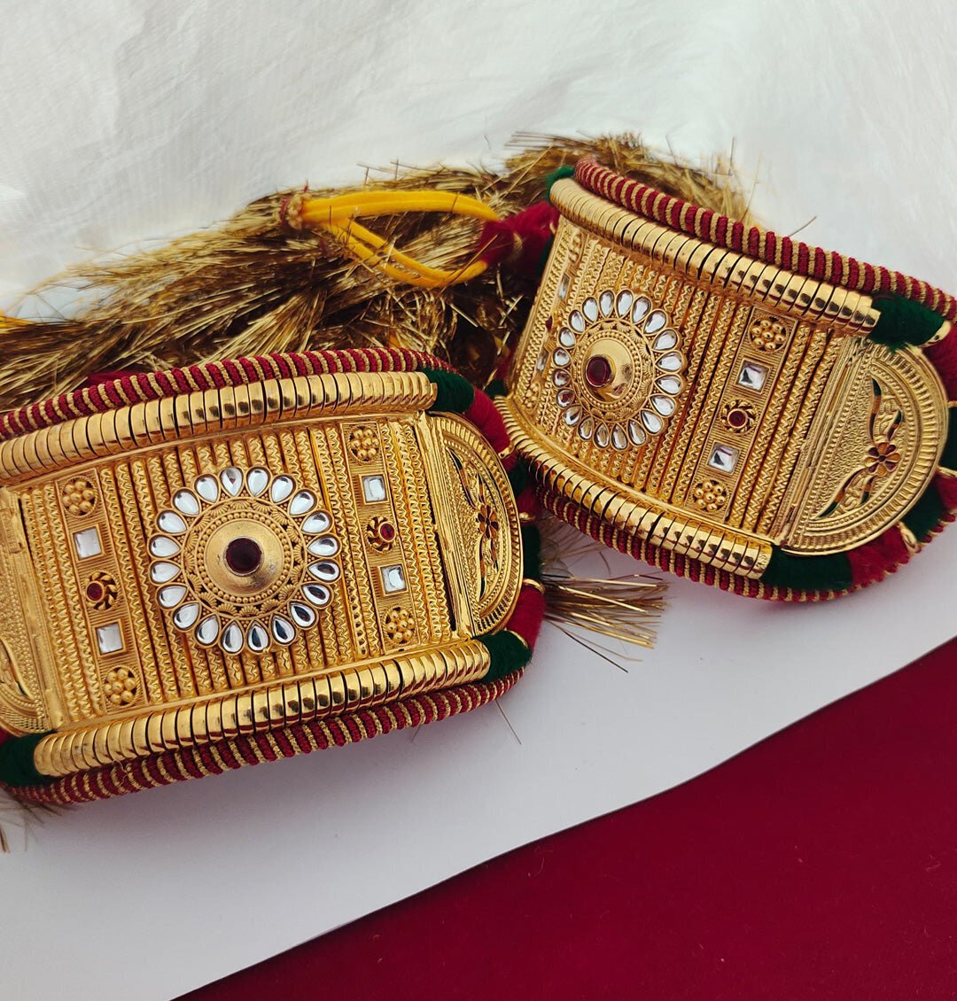 Traditional High Quality Rajputi Kundan Bajuband Set With Loom