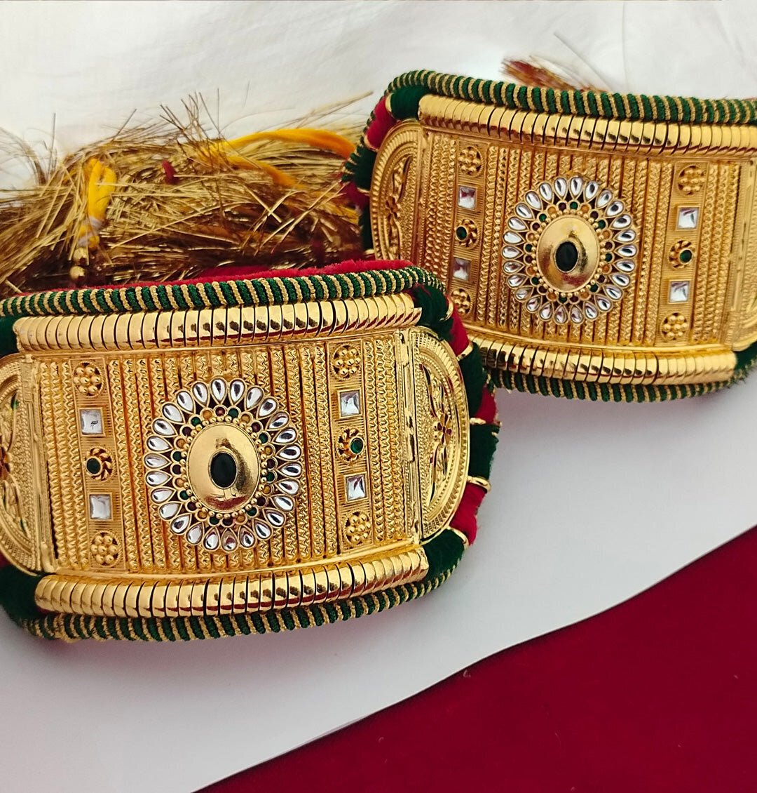 Traditional High Quality Rajputi Kundan Bajuband Set With Loom