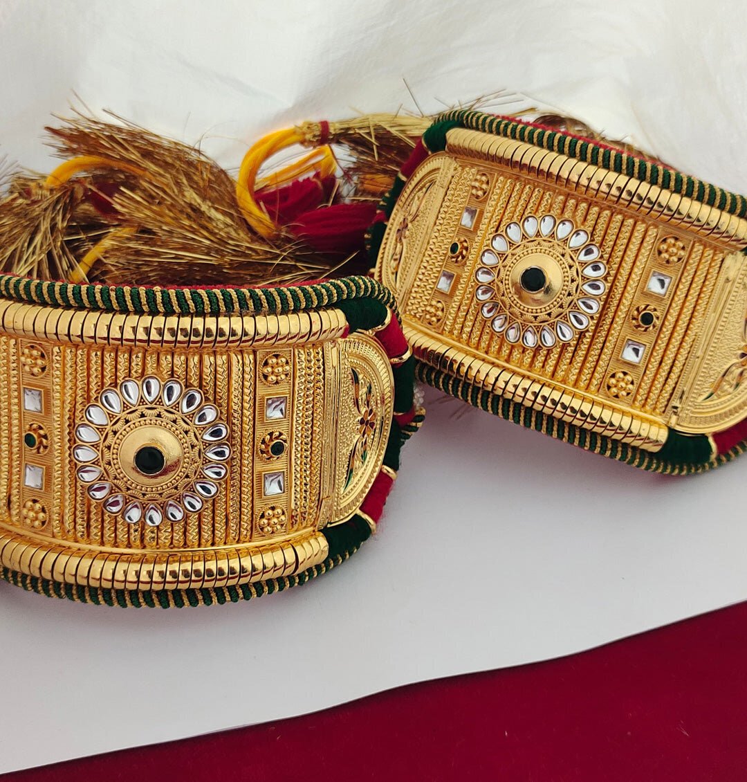 Traditional High Quality Rajputi Kundan Bajuband Set With Loom