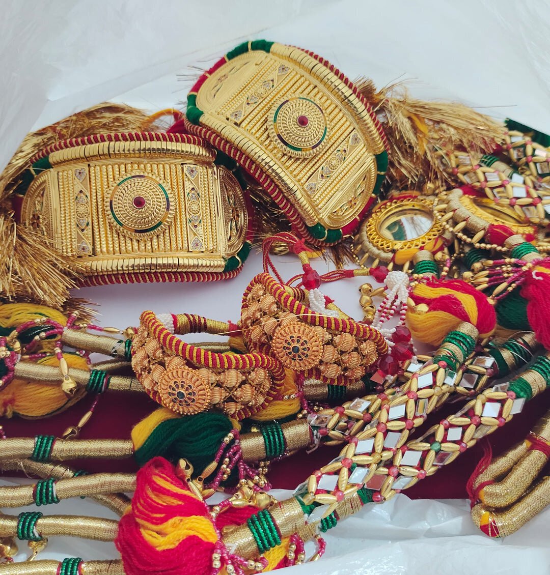 Traditional High Quality Rajputi Bajuband and Pochi Combo Set With Loom